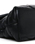 Lambskin Quilted Medium Loulou Puffer Monogram Chain Satchel Black