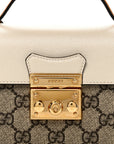 GG Supreme Monogram New Sakai Calfskin Mini Padlock Top Handle Shoulder Bag Beige Ebony Mystic White Sun Oil