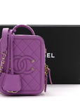 Caviar Quilted CC North South Filigree Vanity Case Purple