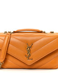 Lambskin Chevron Quilted Small Loulou Bag Sunflower