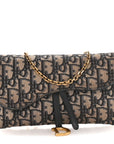 Oblique Saddle Chain Long Wallet Blue