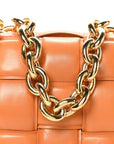Lambskin Maxi Intreccio Padded Chain Cassette Crossbody Bag Clay