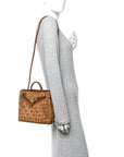 Suede Intrecciato Small Andiamo Shoulder Bag Amber