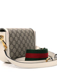 GG Supreme Monogram Textured Dollar Calfskin Web Mini Horsebit 1955 Shoulder Bag