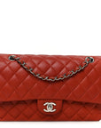 Caviar Quilted Medium Double Flap Red
