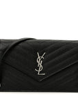 Grain De Poudre Matelasse Chevron Monogram Envelope Chain Wallet Black