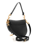 Grained Calfskin Saddle Bag With Strap Black