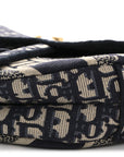Oblique Embroidered Saddle Bag Blue