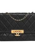 Lambskin Quilted Medium Golden Class Flap Black