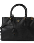 Saffiano Small Galleria Double Zip Tote Black