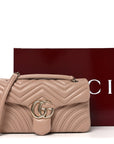 Lambskin Matelasse Medium GG Marmont Shoulder Bag Pink Beige