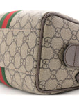 GG Supreme Monogram Textured Dollar Calfskin Web Mini Ophidia Top Handle Bag Beige Ebony New Acero