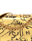 Metallic Calfskin Crocodile Embossed Graffiti Medium Cocodile Boy Flap Gold
