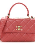 Lambskin Quilted Small Trendy CC Flap Dual Handle Bag Dark Pink