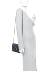 Dollar Calfskin Crystal Mini Dionysus Chain Wallet Blue Agata Black Diamond
