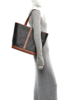 Triomphe Canvas Calfskin Medium Cabas Bag Tan