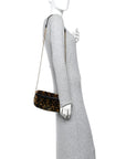 Shearling Vitello Dolce Macro FF 1974 Mini Baguette Tobacco Black