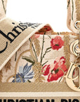 Canvas Embroidered Hibiscus Printed Medium Lady D-Lite Beige Multicolor
