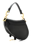 Grained Calfskin Mini Saddle Bag Black