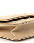 Caviar Quilted Wallet on Chain WOC Beige