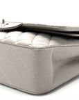 Lambskin Quilted Medium Double Flap Grey