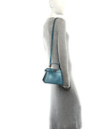 Metallic Cuoio Roma Sellerissima Nappa Sintetica Tape Stitch Petite Peekaboo I SEE U Iconic Satchel Placca Argento