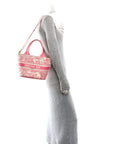 Canvas Embroidered D1ORiviera Toile De Jouy Panier Chapeau Tote Peony Pink