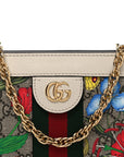 GG Supreme Monogram Flora Web Small Ophidia Chain Shoulder Bag White