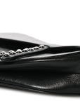Shiny Crinkled Calfskin Studded Saddle Bag Black