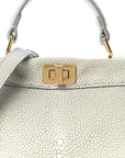Stingray Shiny Nappa Petite Peekaboo I SEE U Satchel Pearl Grey