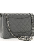 Caviar Quilted Jumbo Double Flap Grey