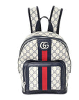 GG Supreme Monogram Textured Dollar Calfskin Web Small Ophidia Day Backpack Beige Blue Black