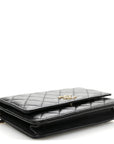Caviar Quilted Perforated Metal CC Wallet On Chain WOC Black
