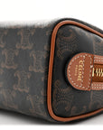 Triomphe Canvas Calfskin Mini Boston Bag Tan