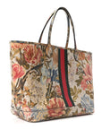 GG Supreme Monogram Water Flora Web Large Ophidia Tote Beige White Multicolor