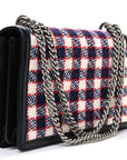 Vintage Tweed Check Small Dionysus Shoulder Bag White Hibiscus Red Marine