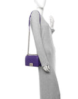 Calfskin Quilted Small Boy Flap Purple
