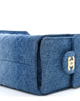 Washed Denim Quilted Mini CHNL 25 Handbag Blue