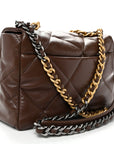 Lambskin Quilted Large CHNL 19 Flap Dark Brown