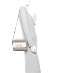 GG Supreme Monogram Small Horsebit 1955 Shoulder Bag Beige Mystic White