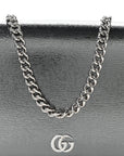 Textured Patent Bi-color GG Marmont Wallet on Chain Silver Blue