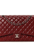 Caviar Quilted Maxi Double Flap Dark Red
