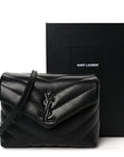 Calfskin Y Quilted Monogram Monochrome Toy Loulou Crossbody Bag Black