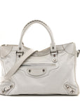 Agneau Arena Silver Hardware Medium Le City Optic White