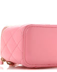 Lambskin Quilted Trendy Mini Vanity Case With Chain Pale Pink