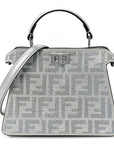 Iridescent Crystal Vitello Laminato Suede FF Petite Peekaboo I SEE U Satchel Cappuccino