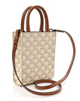 Triomphe Canvas Calfskin Mini Vertical Cabas White