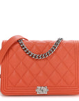 Caviar Quilted Boy Wallet On Chain WOC Orange
