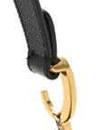 Grained Calfskin Mini Saddle Bag With Strap Black