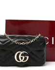 Lambskin Matelasse Mini GG Marmont Shoulder Bag Black